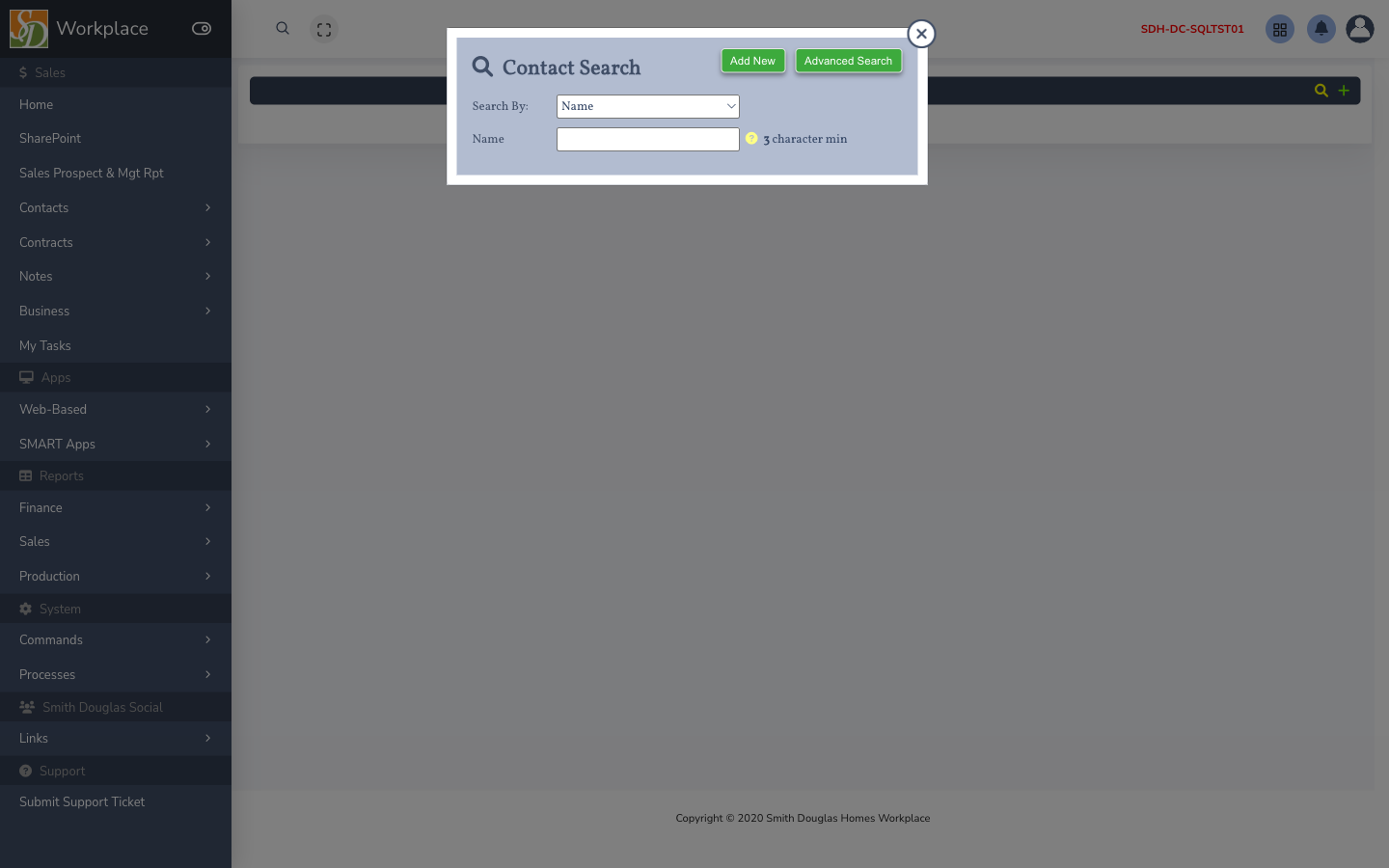 Contacts screen in SMART 2.0