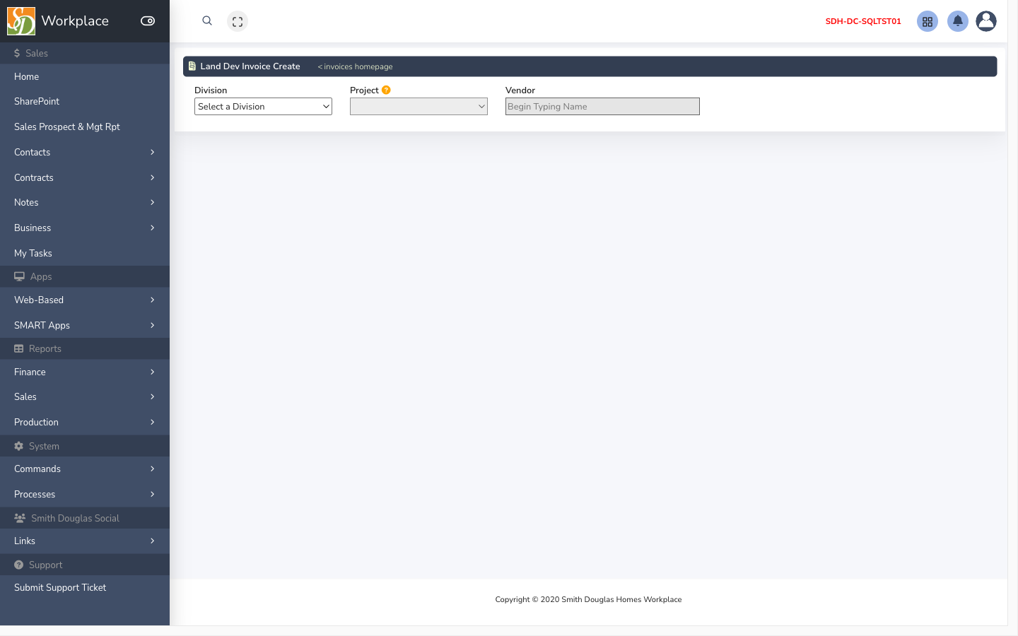Create land dev invoice