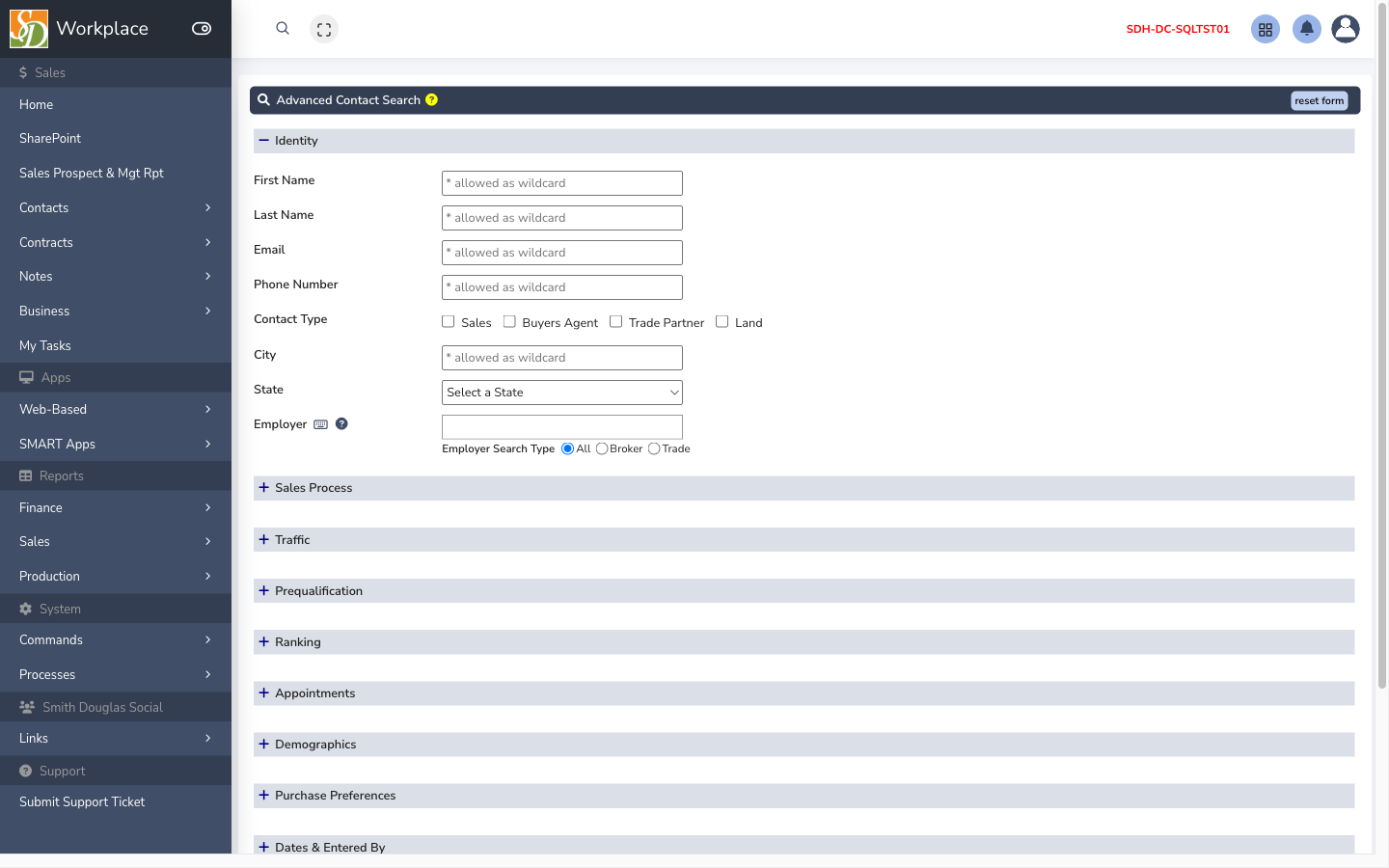 Contacts advanced search