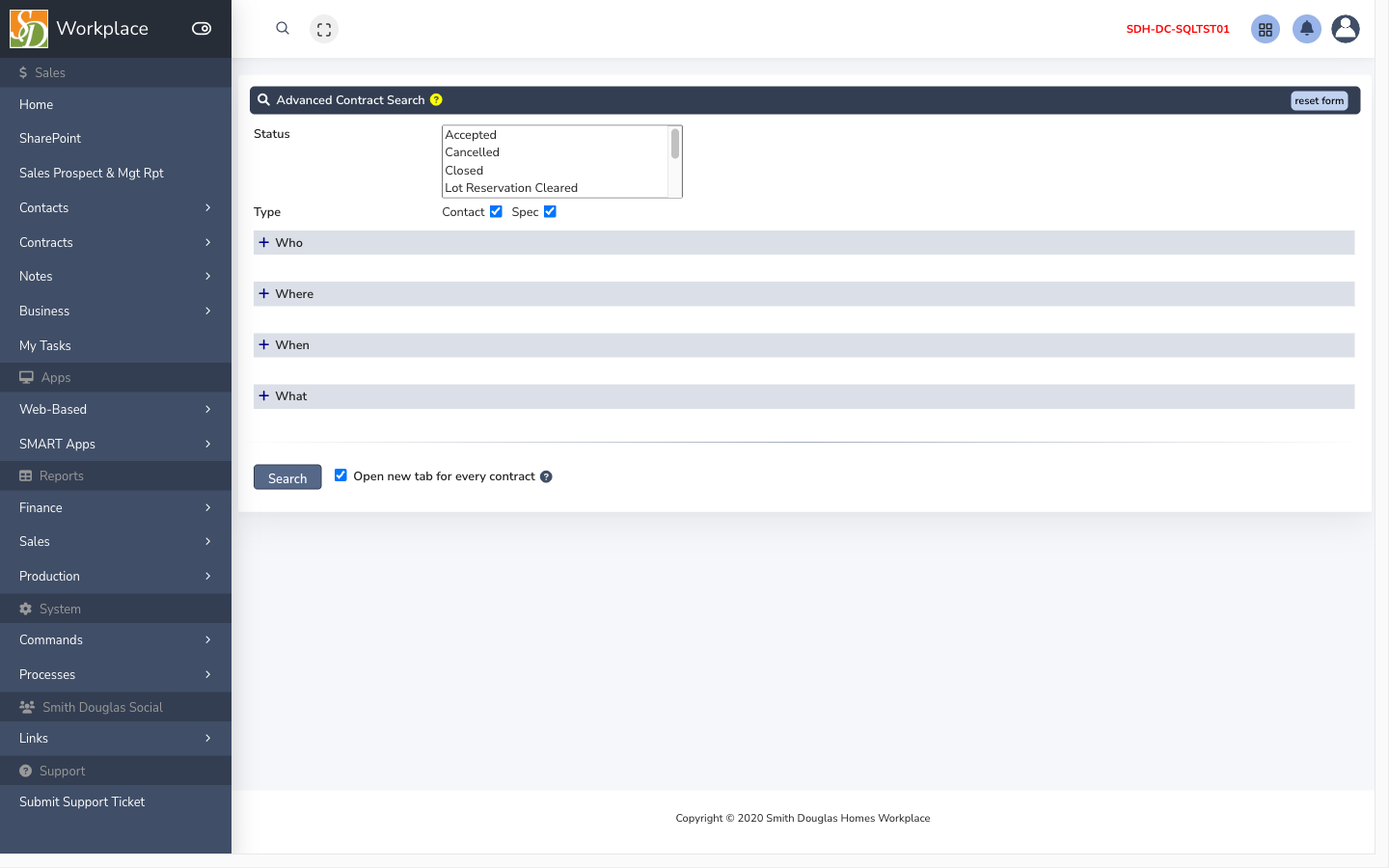 Contracts advanced search