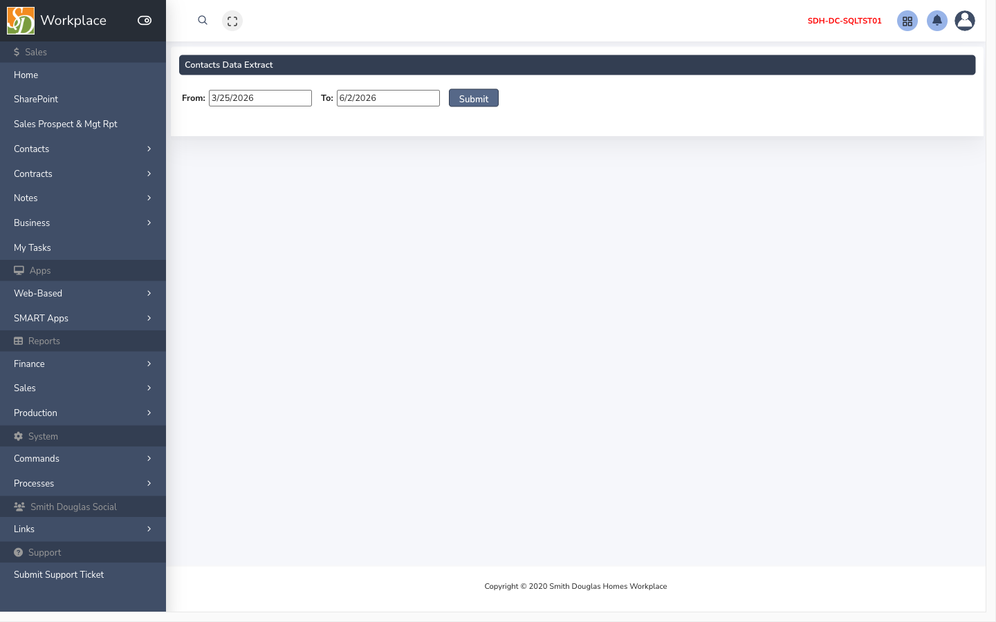 Sales contacts data extract
